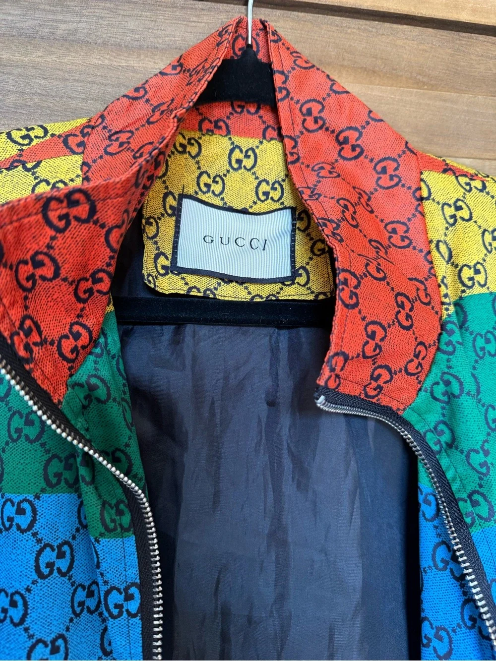 Gucci Multicolor Rainbow GG Stripe Zip-Up Jacket